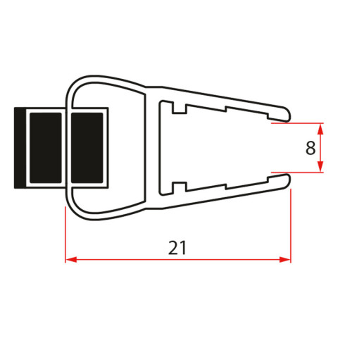 Gelco Set magnetických těsnění pro sklo 8mm a 3M pro nalepení , 2000mm