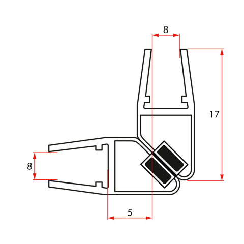 Polysan Magnetické těsnění 45°pro sklo 8mm, 2000mm