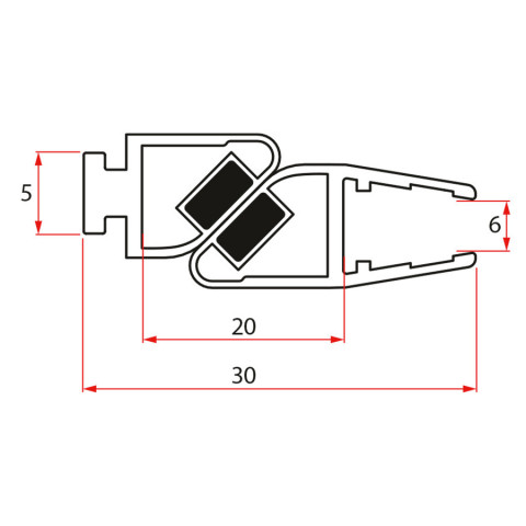 Gelco Set magnetických těsnění 45° pro sklo 6mm a profil, 1900mm