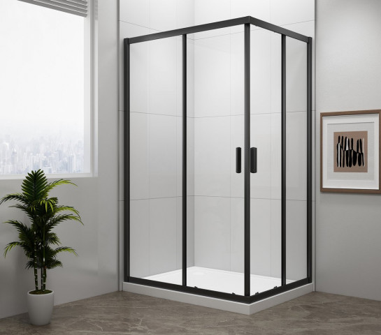 Polysan EASY BLACK obdélníková sprchová zástěna 900x800mm, čiré sklo