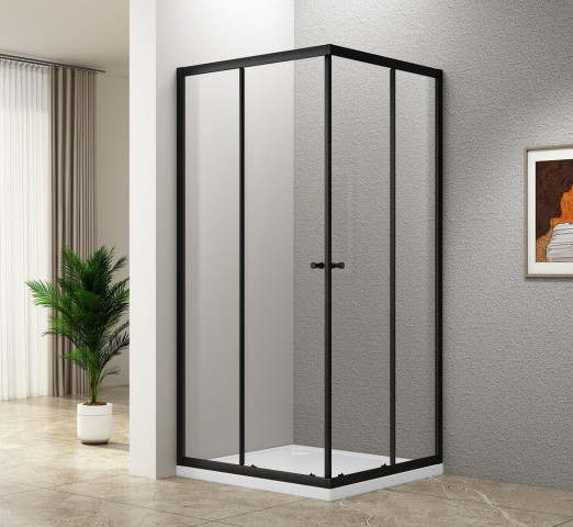 Aqualine AGGA BLACK čtvercová sprchová zástěna 800x800mm, čiré sklo