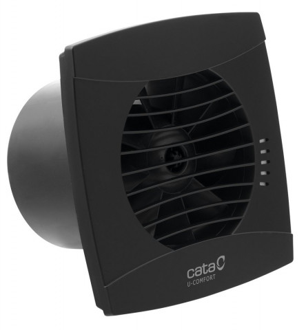 Cata UC-10 TH koupelnový ventilátor axiální s automatem, 8W, potrubí 100mm, černá