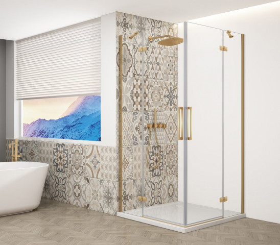 Gelco TRINITY GOLD MATT obdélníkový sprchový kout 1100x1000mm, rohový vstup, čiré sklo