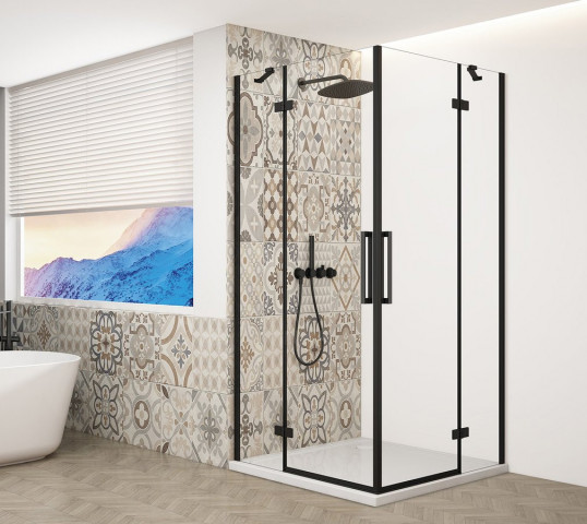 Gelco TRINITY BLACK čtvercový sprchový kout 1200x1200mm, rohový vstup, čiré sklo
