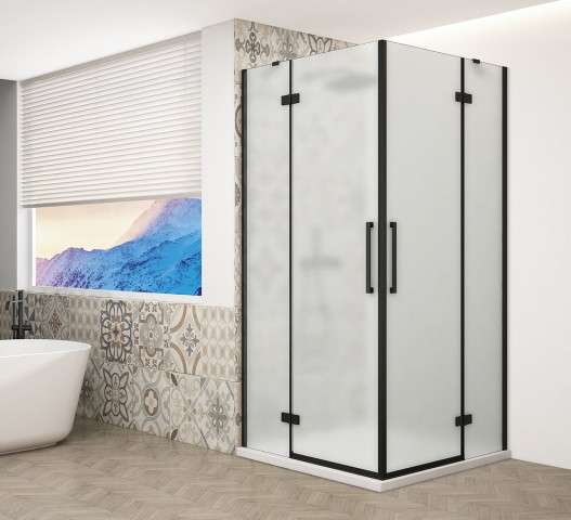 Gelco TRINITY BLACK čtvercový sprchový kout 1200x1200mm, rohový vstup, matné sklo