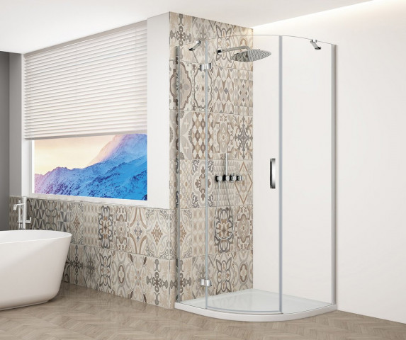 Gelco TRINITY CHROME čtvrtkruhový sprchový kout 900x900mm, čiré sklo, levé