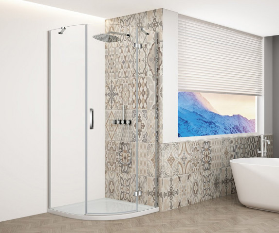 Gelco TRINITY CHROME čtvrtkruhový sprchový kout 900x900mm, čiré sklo, pravé