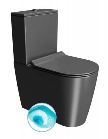 GSI KUBE X WC kombi, Swirlflush, spodní/zadní odpad, černá dual-mat